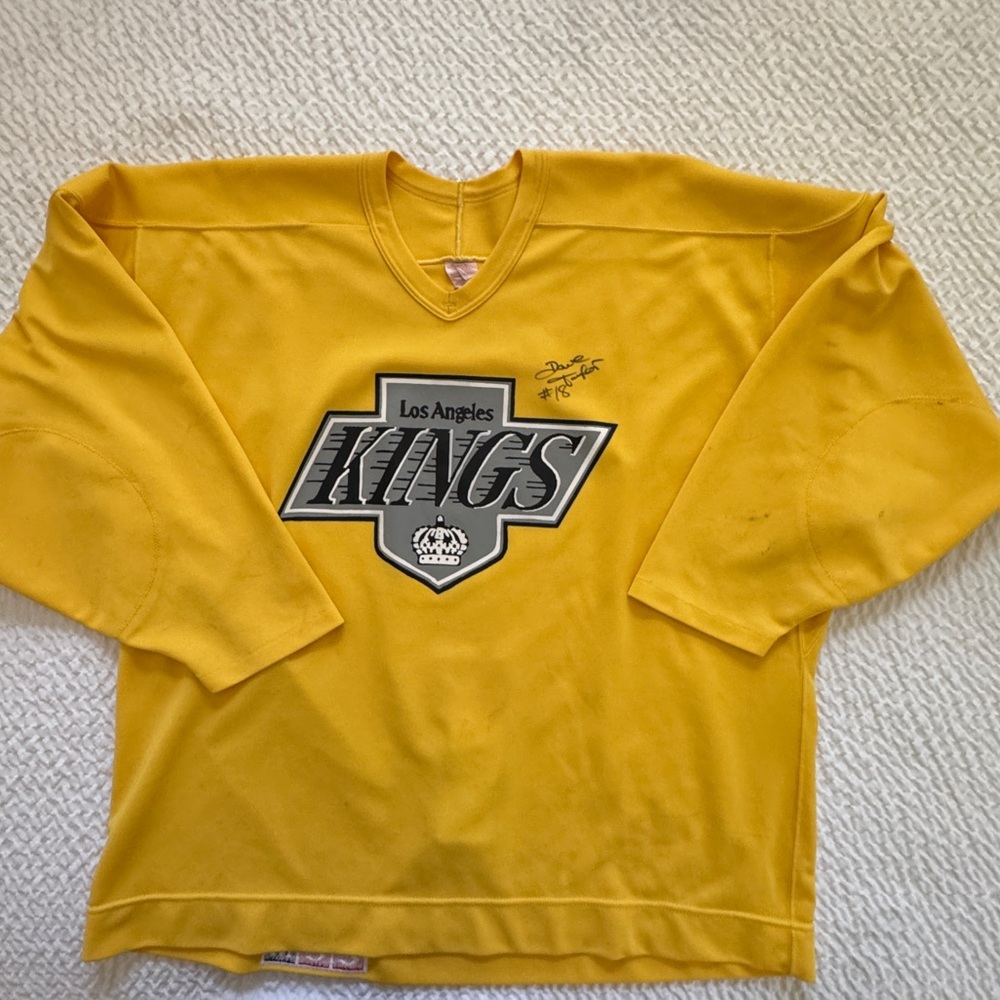 Authentic CCM Los Angeles Kings Hockey Practice Jersey, Yellow, Dave Taylor